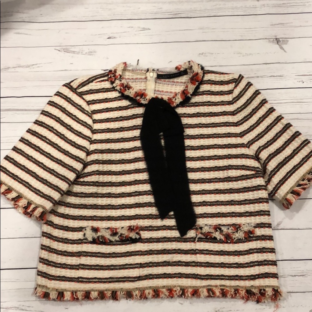 Zara women top boho with tye size large